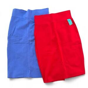 Workwear Joah + Iris Pencil Skirt Bundle - Red & Blue - Size Large